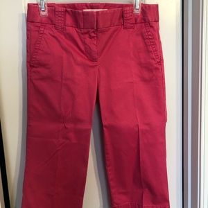 Hot pink, J Crew Chino Capris, Sz 0. Gently worn!